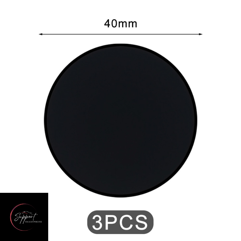 Plaque Métal Adhésive Magnétique - ronde noire 40mm